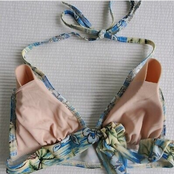 Sears ? Bathing Swim Suit Bikini 2 Piece Women's 8 Ties Green Floral Y2K 2000s - Picture 6 of 7